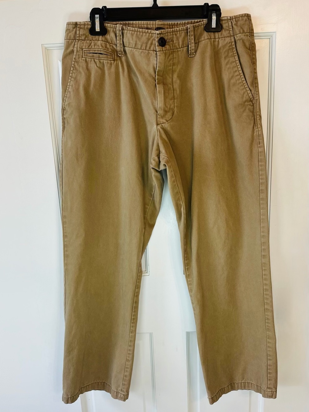 Old Navy Broken-In Straight Men’s Dark Khaki Chino Pant 34x30 Flat Front Cotton